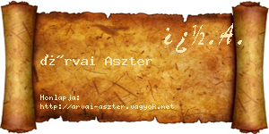 Árvai Aszter névjegykártya